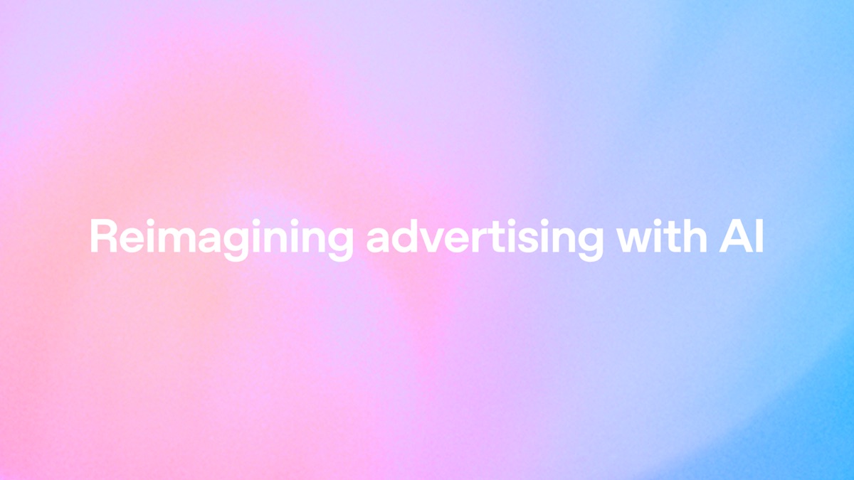 OpenAI's announcement artwork reading Reimagining advertising with AI